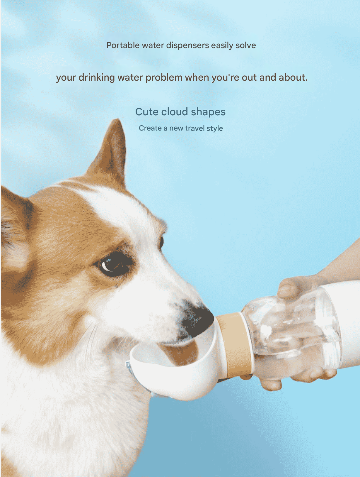 Purple 600ml Portable Dog Water Bottle  - Leak-Proof Pet Travel Water Dispenser, Cloud-Shaped Drinking Bowl, Twist-to-Dispense Design, BPA-Free HIPS/PET Material for Walking Hiking Travel